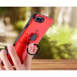 Wholesale iPhone X (Ten) 360 Neon Rotating Ring Stand Hybrid Case with Metal Plate (Red)